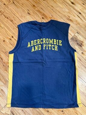 Abercrombie & Fitch Navy T-Shirt with Yellow Logo